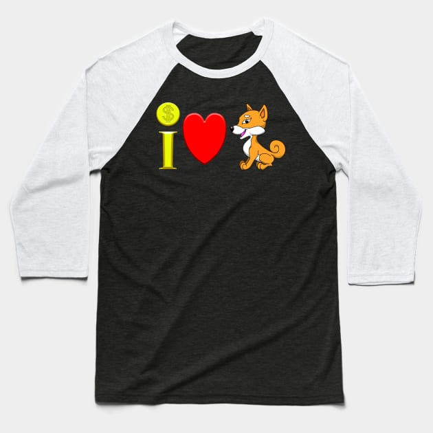 I Heart Shiba Inu Baseball T-Shirt by Wickedcartoons